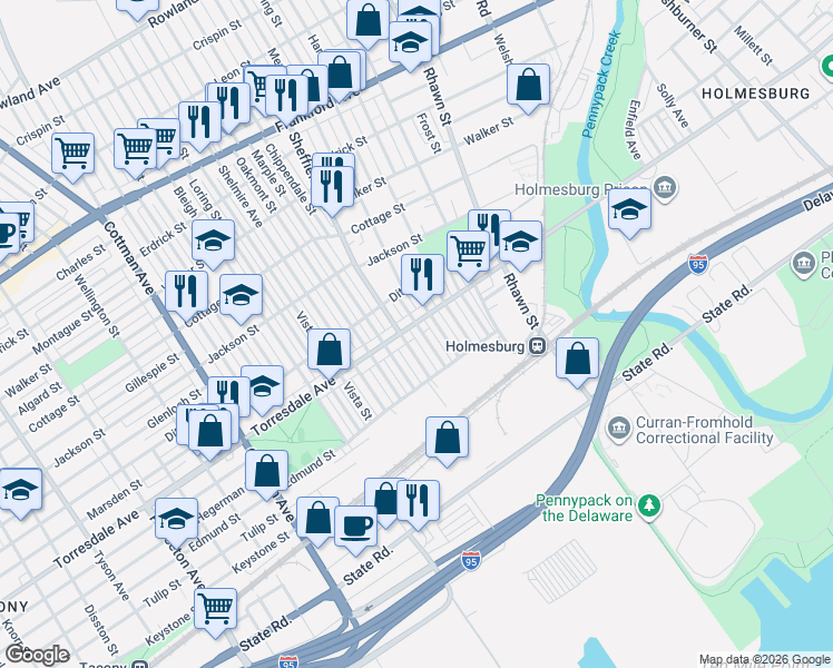 map of restaurants, bars, coffee shops, grocery stores, and more near in Philadelphia