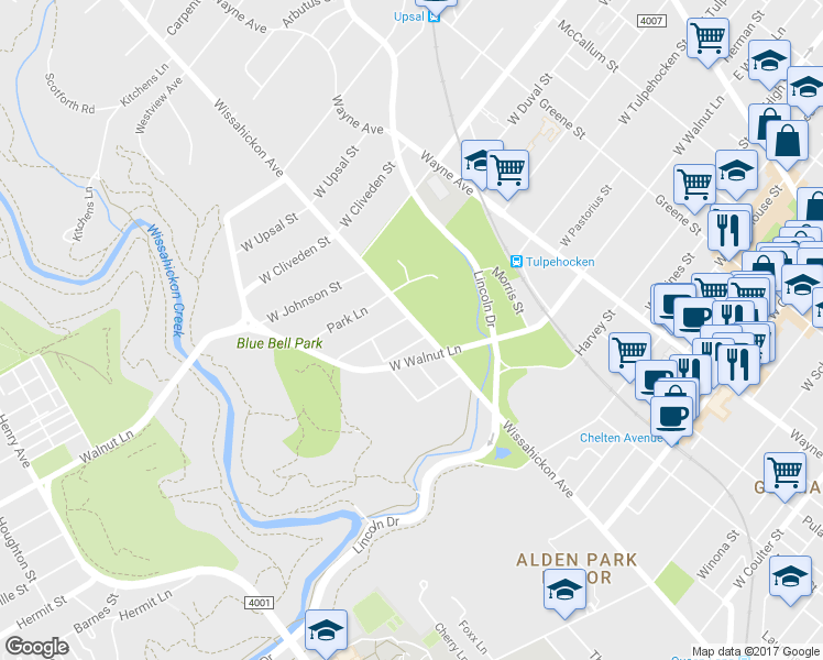 map of restaurants, bars, coffee shops, grocery stores, and more near 6212 Wissahickon Avenue in Philadelphia