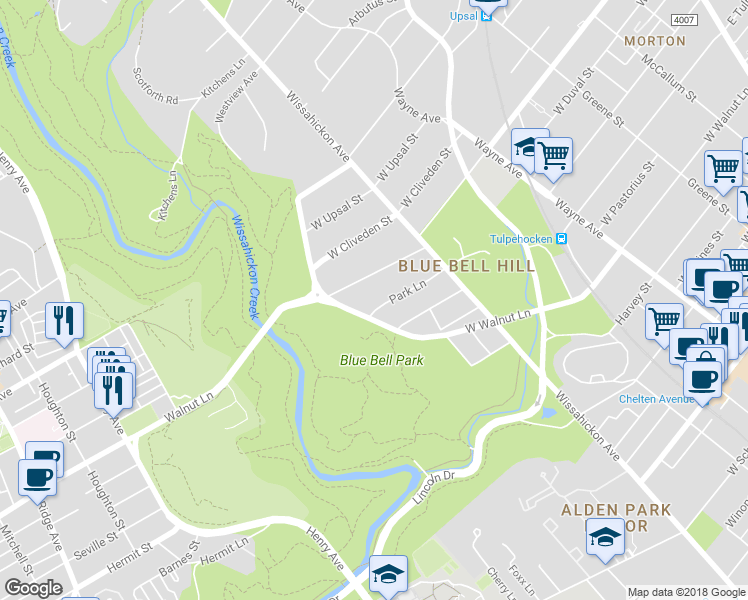 map of restaurants, bars, coffee shops, grocery stores, and more near 658 Park Lane in Philadelphia