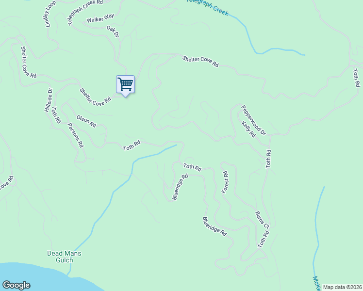 map of restaurants, bars, coffee shops, grocery stores, and more near 2215 Toth Road in Whitethorn