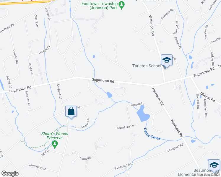 map of restaurants, bars, coffee shops, grocery stores, and more near 459 Chandlee Drive in Berwyn