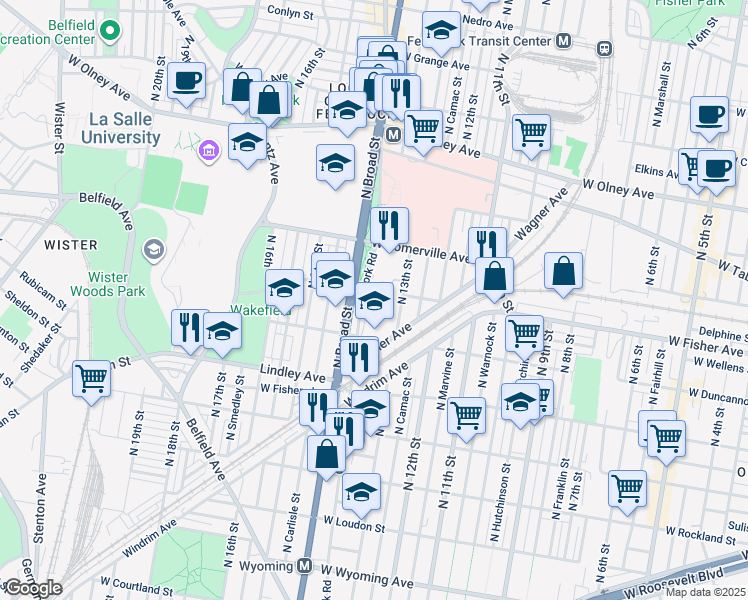 map of restaurants, bars, coffee shops, grocery stores, and more near in Philadelphia