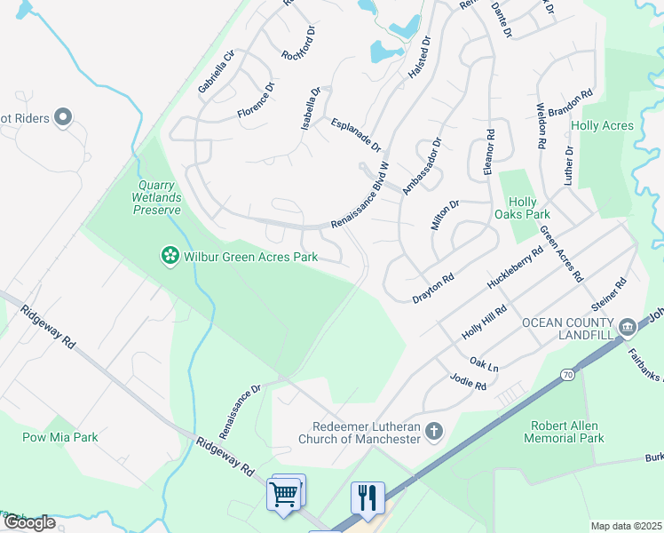 map of restaurants, bars, coffee shops, grocery stores, and more near 30 Belvedere Drive South in Manchester Township