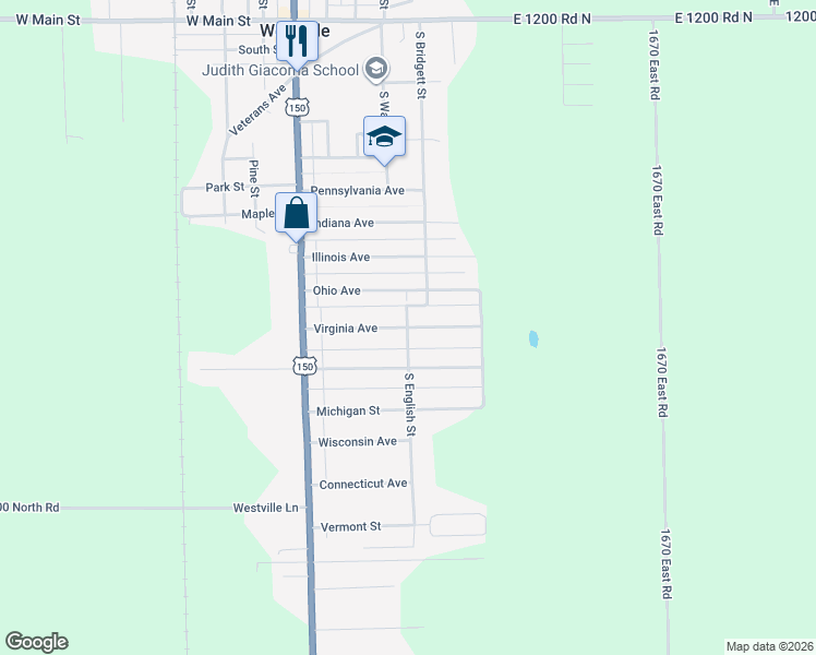 map of restaurants, bars, coffee shops, grocery stores, and more near 401 Virginia Avenue in Westville