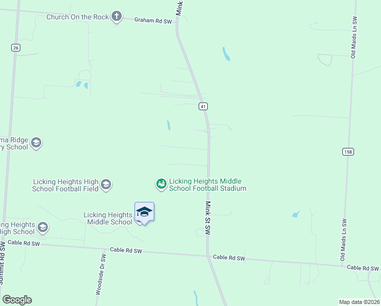 map of restaurants, bars, coffee shops, grocery stores, and more near 31 Helen Road Southwest in Pataskala