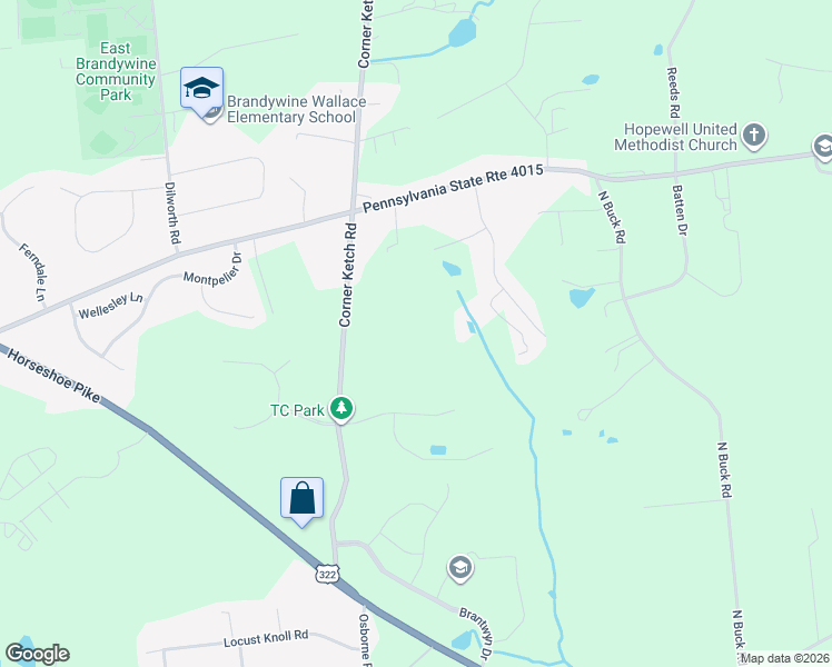 map of restaurants, bars, coffee shops, grocery stores, and more near 301 Corner Ketch Road in Downingtown