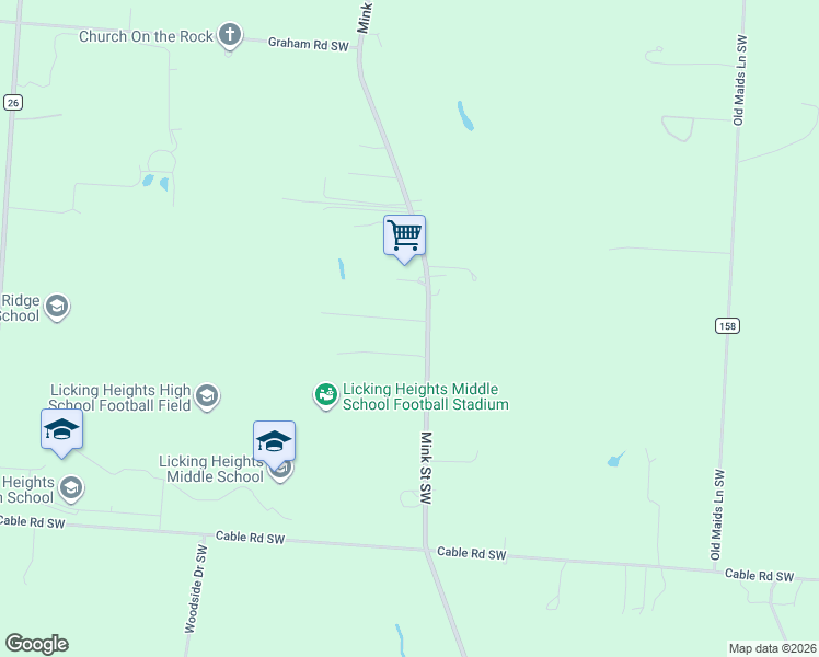 map of restaurants, bars, coffee shops, grocery stores, and more near 31 Helen Road Southwest in Pataskala