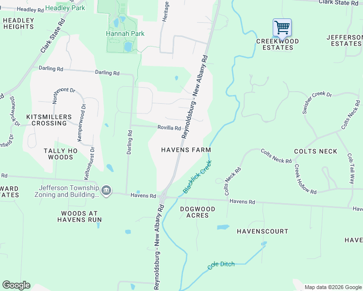 map of restaurants, bars, coffee shops, grocery stores, and more near 2462 Reynoldsburg - New Albany Road in Blacklick