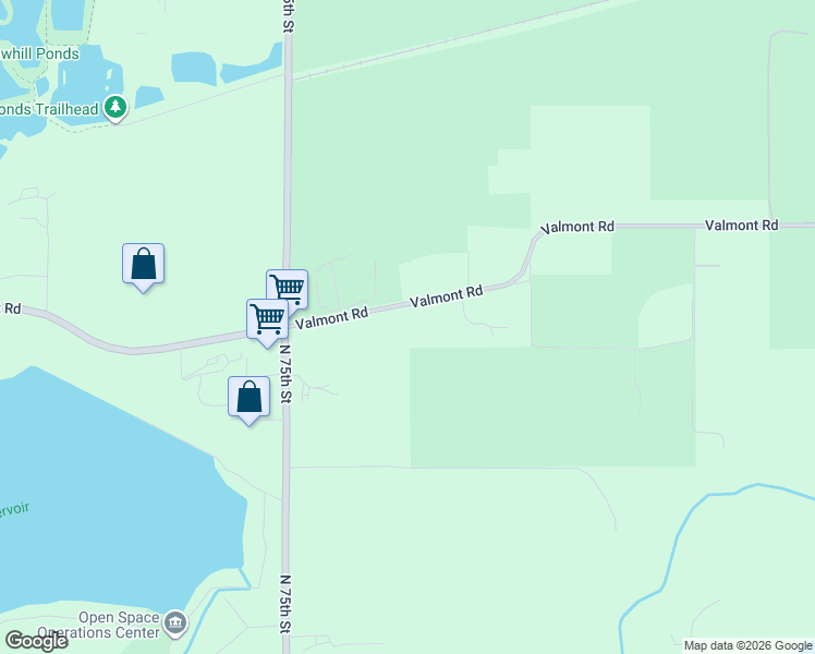 map of restaurants, bars, coffee shops, grocery stores, and more near 7718 Valmont Road in Boulder