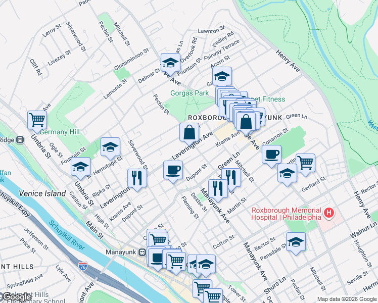 map of restaurants, bars, coffee shops, grocery stores, and more near 368 Jacob Street in Philadelphia