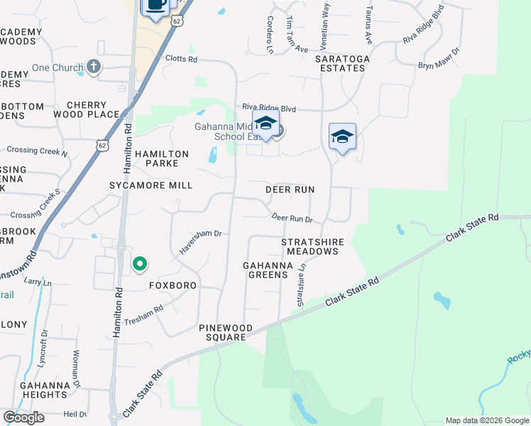 map of restaurants, bars, coffee shops, grocery stores, and more near 645 Deer Run Drive in Columbus