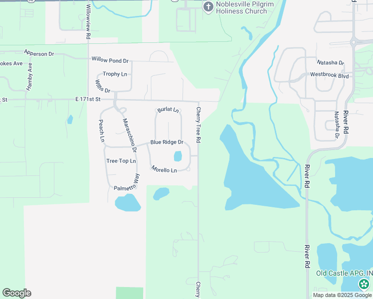 map of restaurants, bars, coffee shops, grocery stores, and more near 7251 Blue Ridge Drive in Noblesville