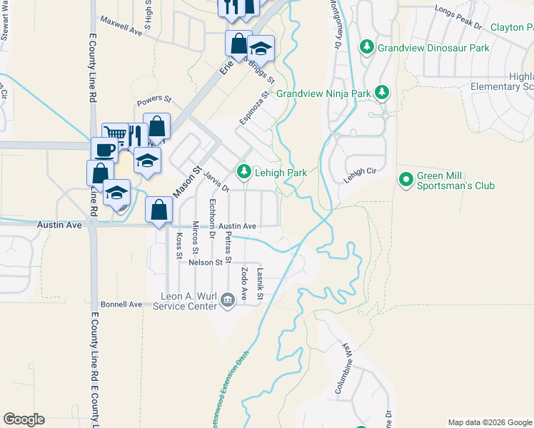 map of restaurants, bars, coffee shops, grocery stores, and more near 923 Lasnik Street in Erie