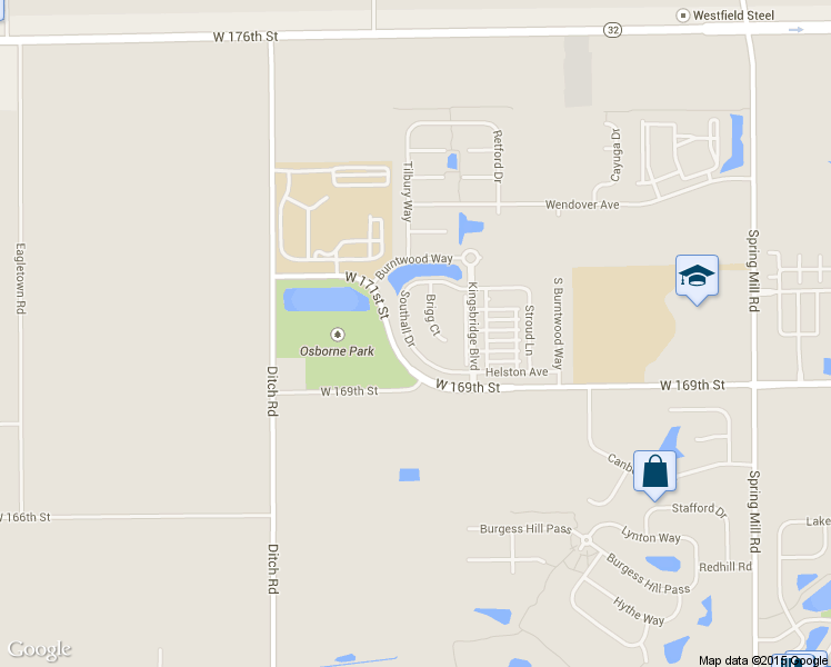 map of restaurants, bars, coffee shops, grocery stores, and more near 16951 Southall Drive in Westfield