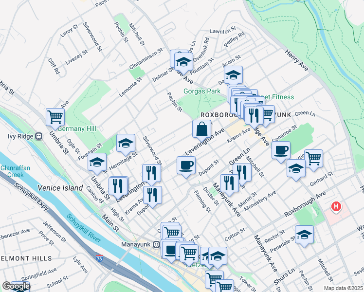 map of restaurants, bars, coffee shops, grocery stores, and more near 333 Ripka Street in Philadelphia
