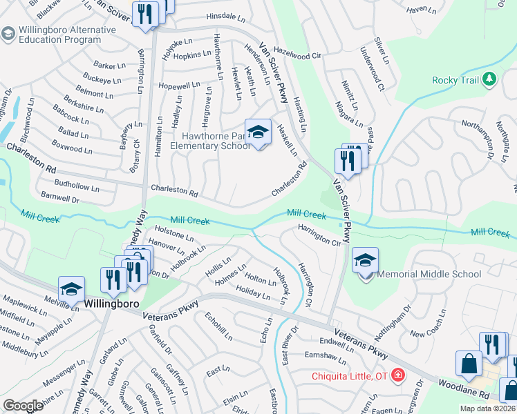 map of restaurants, bars, coffee shops, grocery stores, and more near 528 Charleston Road in Willingboro