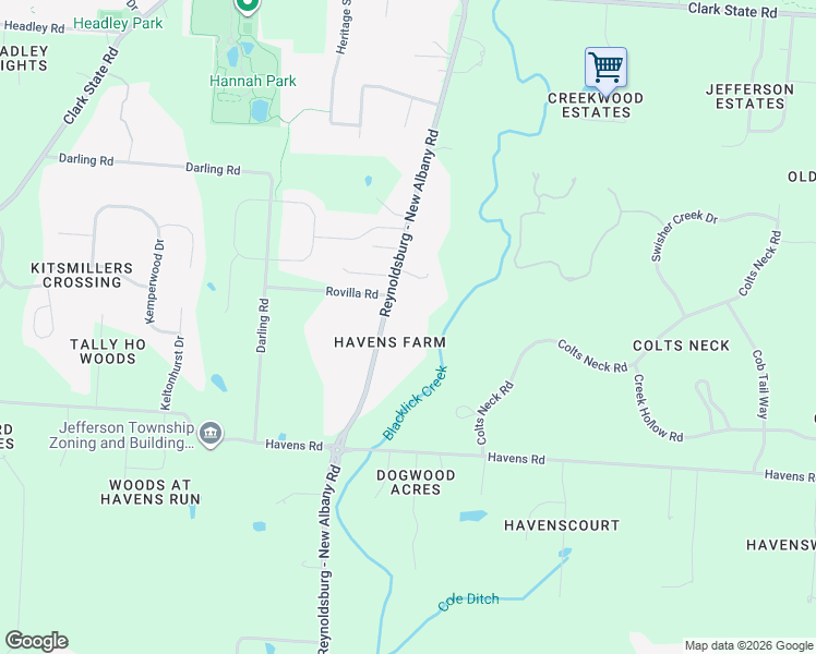 map of restaurants, bars, coffee shops, grocery stores, and more near 2462 Reynoldsburg - New Albany Road in Blacklick