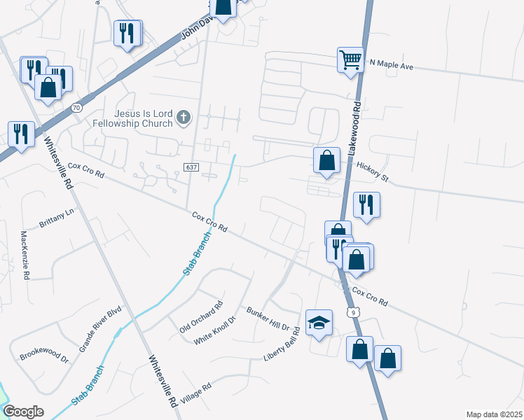 map of restaurants, bars, coffee shops, grocery stores, and more near 1408 Rio Grande Drive in Toms River