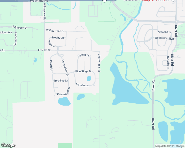 map of restaurants, bars, coffee shops, grocery stores, and more near 7251 Blue Ridge Drive in Noblesville