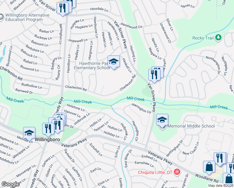 map of restaurants, bars, coffee shops, grocery stores, and more near 534 Charleston Road in Willingboro