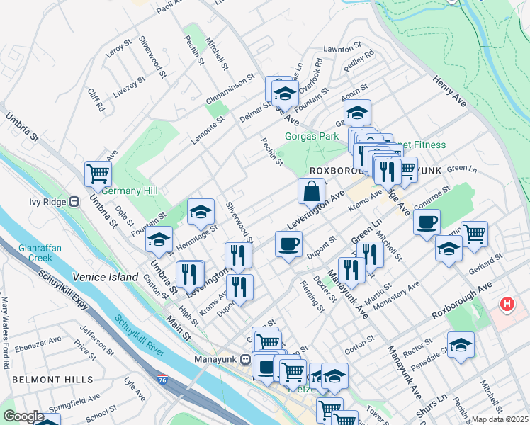 map of restaurants, bars, coffee shops, grocery stores, and more near 326 Ripka Street in Philadelphia