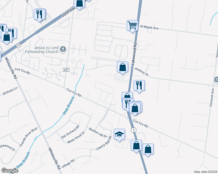 map of restaurants, bars, coffee shops, grocery stores, and more near 608 Rio Grande Drive in Toms River