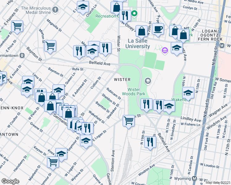map of restaurants, bars, coffee shops, grocery stores, and more near 4947 Rubicam Street in Philadelphia