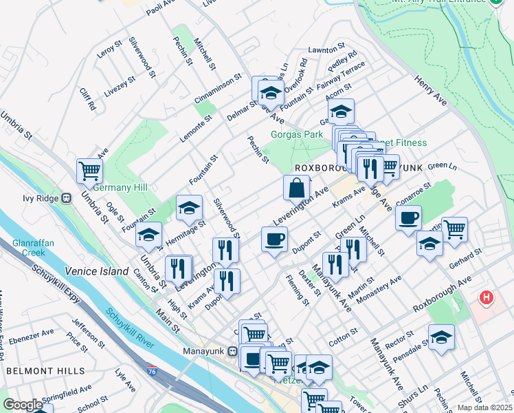 map of restaurants, bars, coffee shops, grocery stores, and more near 334 Ripka Street in Philadelphia