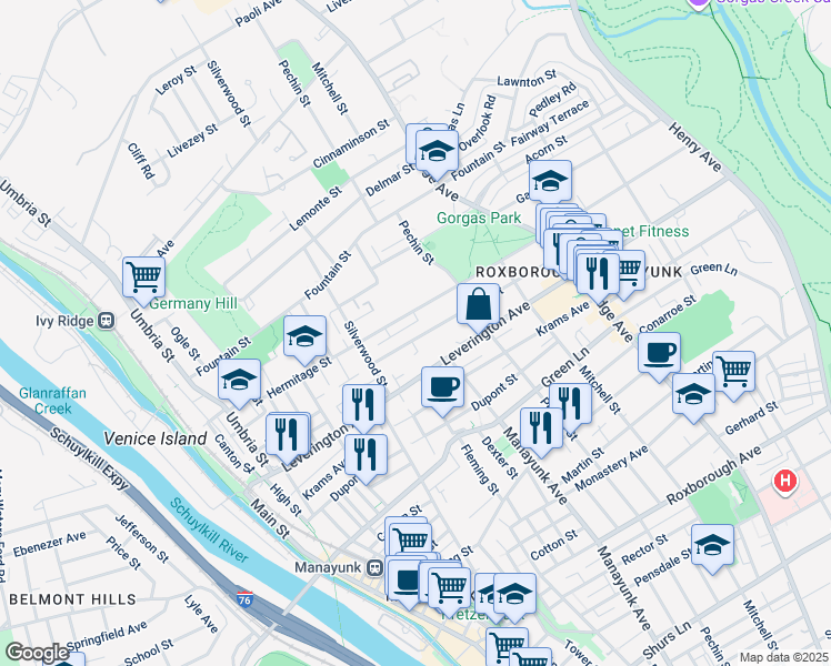 map of restaurants, bars, coffee shops, grocery stores, and more near 333 Ripka Street in Philadelphia
