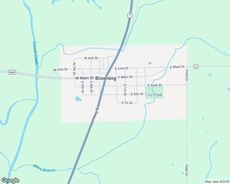 map of restaurants, bars, coffee shops, grocery stores, and more near 100-198 East Elm Street in Browning