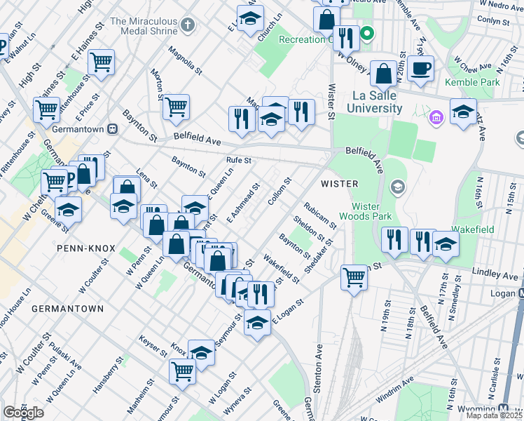 map of restaurants, bars, coffee shops, grocery stores, and more near 269 East Collom Street in Philadelphia