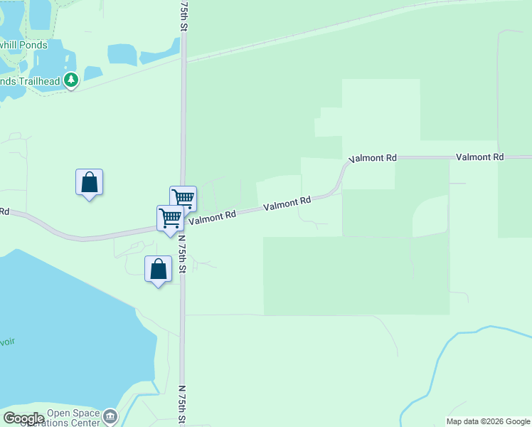 map of restaurants, bars, coffee shops, grocery stores, and more near 7718 Valmont Road in Boulder