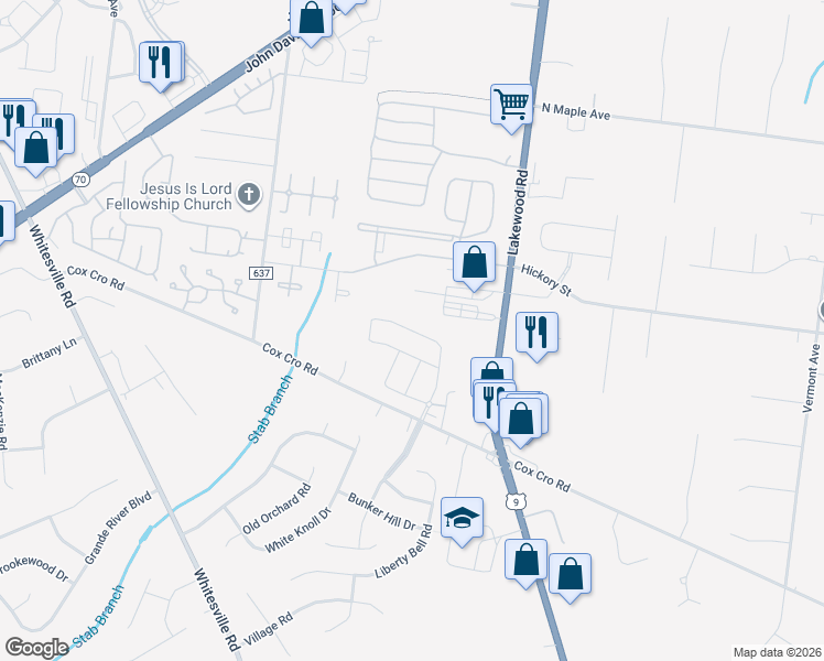 map of restaurants, bars, coffee shops, grocery stores, and more near 608 Rio Grande Drive in Toms River