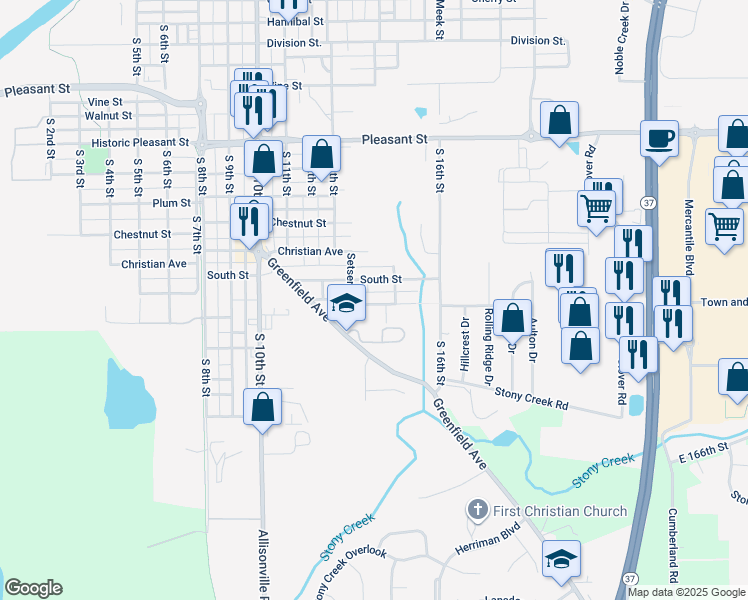 map of restaurants, bars, coffee shops, grocery stores, and more near 1408 Holland Street in Noblesville
