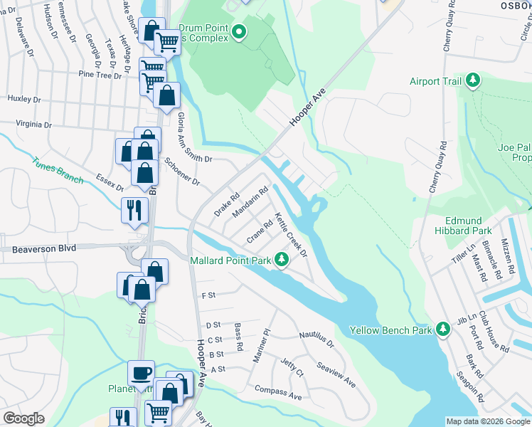 map of restaurants, bars, coffee shops, grocery stores, and more near 229 Crane Road in Brick Township