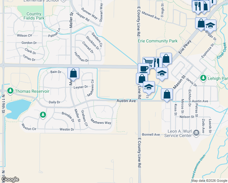 map of restaurants, bars, coffee shops, grocery stores, and more near 687 Harness Street in Erie