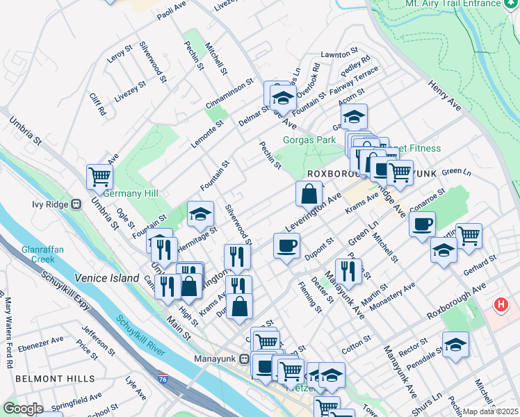map of restaurants, bars, coffee shops, grocery stores, and more near 337 Hermitage Street in Philadelphia