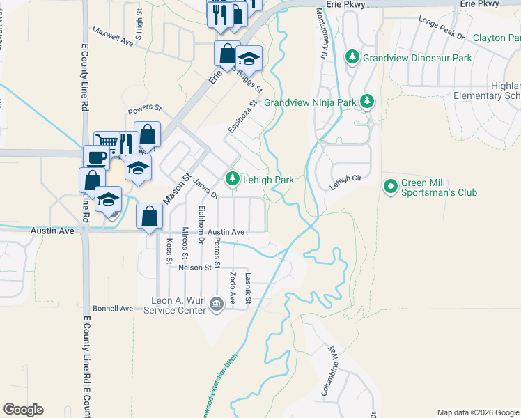 map of restaurants, bars, coffee shops, grocery stores, and more near 923 Lasnik Street in Erie