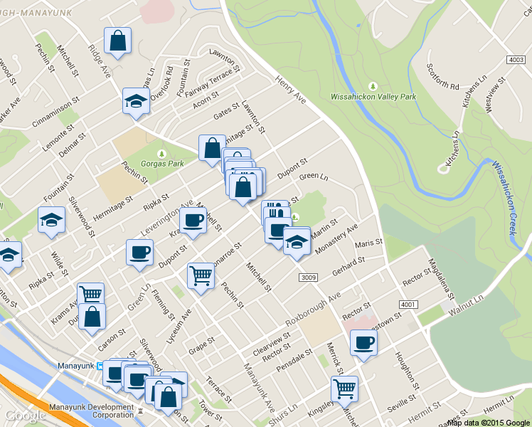 map of restaurants, bars, coffee shops, grocery stores, and more near in Philadelphia