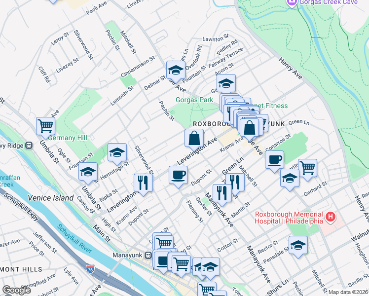 map of restaurants, bars, coffee shops, grocery stores, and more near 368 Jacob Street in Philadelphia