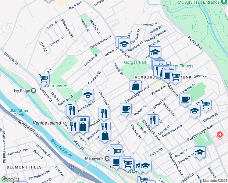 map of restaurants, bars, coffee shops, grocery stores, and more near 337 Hermitage Street in Philadelphia
