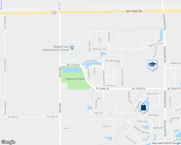 map of restaurants, bars, coffee shops, grocery stores, and more near 16967 Southall Drive in Westfield
