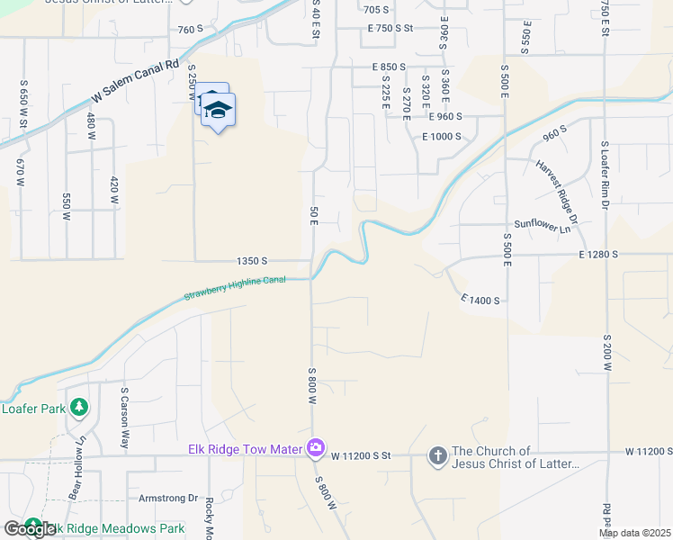 map of restaurants, bars, coffee shops, grocery stores, and more near 1342 South 140 East in Salem