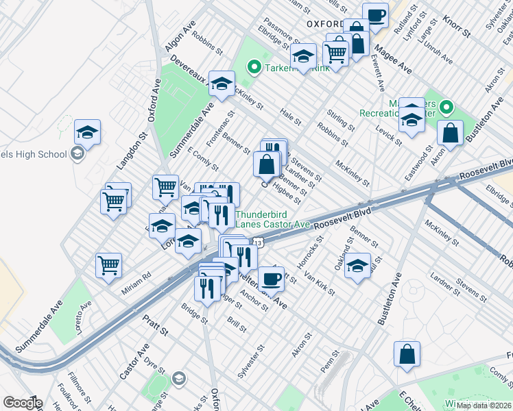 map of restaurants, bars, coffee shops, grocery stores, and more near 1316a Howell Street in Philadelphia