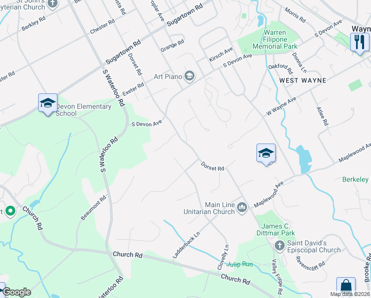 map of restaurants, bars, coffee shops, grocery stores, and more near 621 Clovelly Lane in Devon