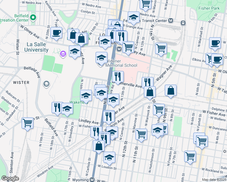 map of restaurants, bars, coffee shops, grocery stores, and more near in Philadelphia