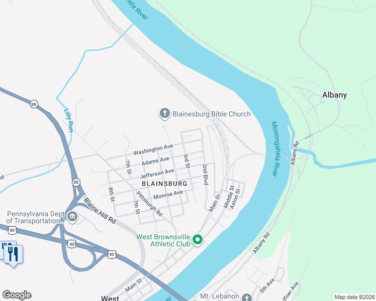 map of restaurants, bars, coffee shops, grocery stores, and more near 218 Jefferson Avenue in Brownsville
