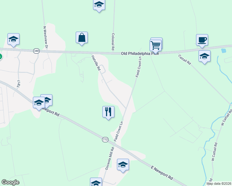 map of restaurants, bars, coffee shops, grocery stores, and more near 58 Hatville Road in Gordonville