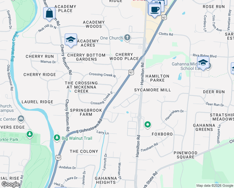 map of restaurants, bars, coffee shops, grocery stores, and more near 292 Deer Meadow Drive in Columbus