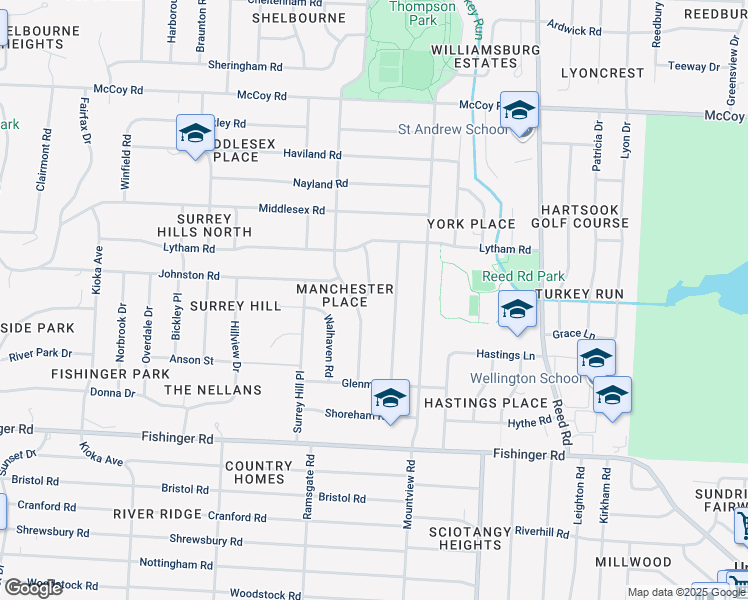 map of restaurants, bars, coffee shops, grocery stores, and more near 3891 Bramford Road in Columbus